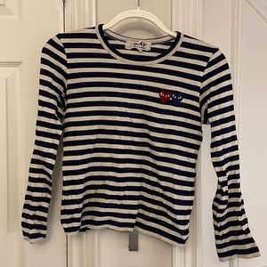 Comme Des Garçons Play Striped Long Sleeve Tee